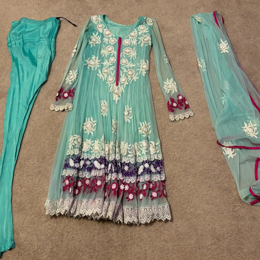Light blue embroidered anarkali NEW YEAR'S SALE!!
